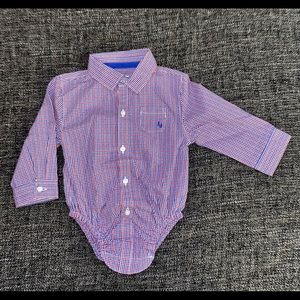 Janie and Jack 6-12 Month Plaid Red/Blue Dress Shirt/Bodysuit